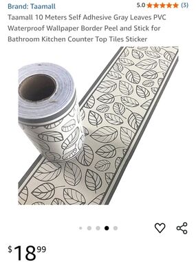 Gray Leaf Pattern Self-Adhesive Wallpaper Border (Lot Of 3 Rolls)